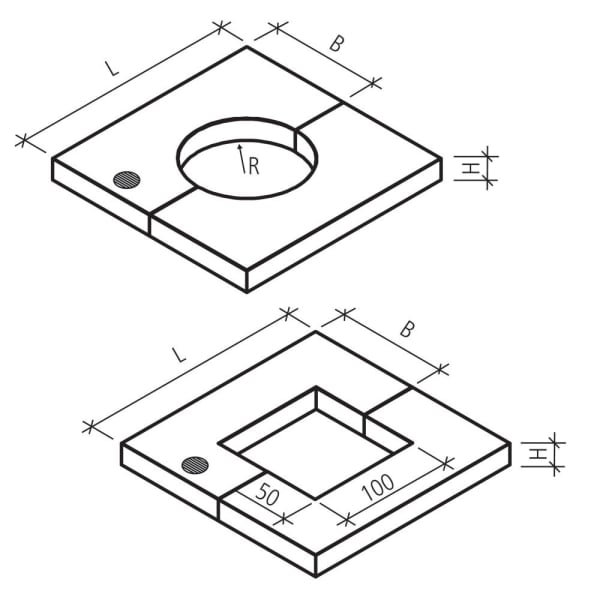 BAUMFIX Baumscheibe Besenstrich mit eckiger Aussparung L 300 B 100 H 20 cm-thumbnail