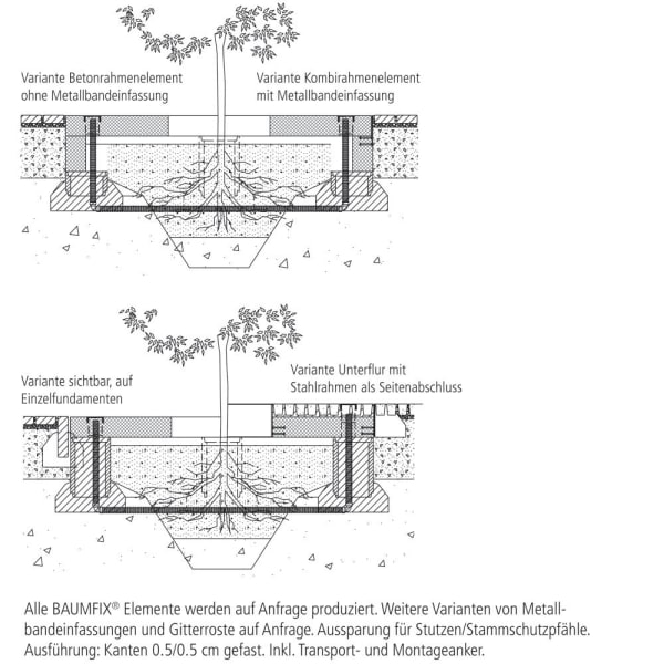 BAUMFIX Kombirahmenelement bewehrt gefast L 253 cm B 253 cm H 55 cm W 20 cm-thumbnail