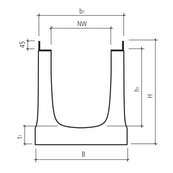 friwa-3P HydroDrain Adsorberrinne NW 300 L 1000 B 455 mm b1 430 H 550 mm-thumbnail