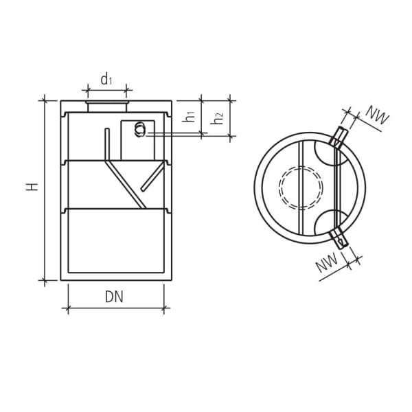 friwa-clar Klärgrube KG Typ A.H für 82 EGW Ø 2500 OD 2740 H 4720 W 120 mm-thumbnail