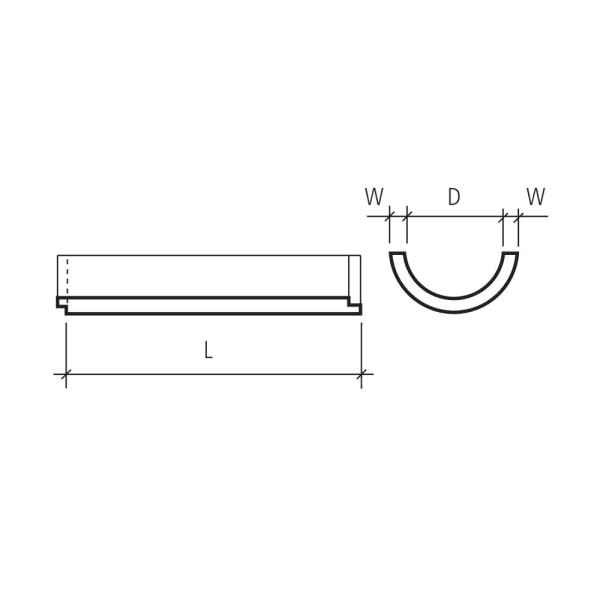 Beton Halbschale stirnseitig mit Falz ohne Fuss Ø 70 cm L 50 cm W 7 cm -thumbnail