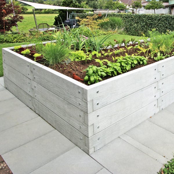 Hochbeet mit Holzstruktur Typ 3 erdbraun L 234 cm B 234 cm H 75 cm W 6 cm-thumbnail