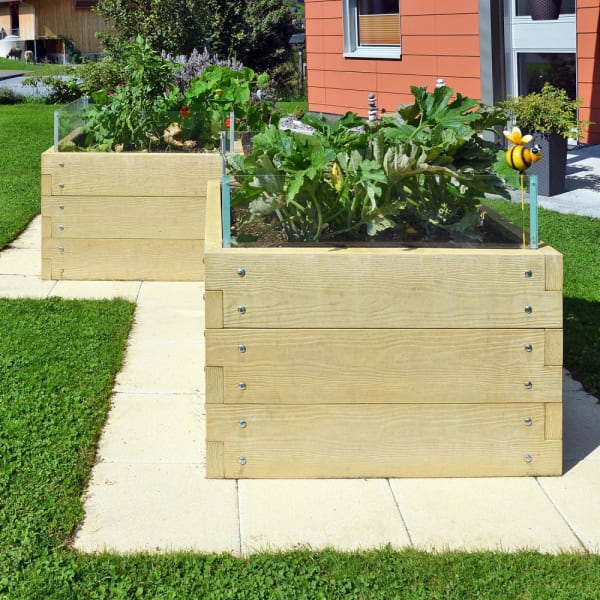 Hochbeet mit Holzstruktur Typ 3 erdbraun L 234 cm B 234 cm H 75 cm W 6 cm-thumbnail