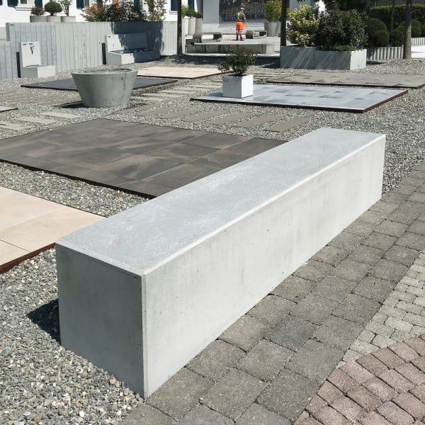 PARCO Sitzbank rechteckig grau abgerieben gefast L 200 B 50 H 50 cm W 5 cm -thumbnail