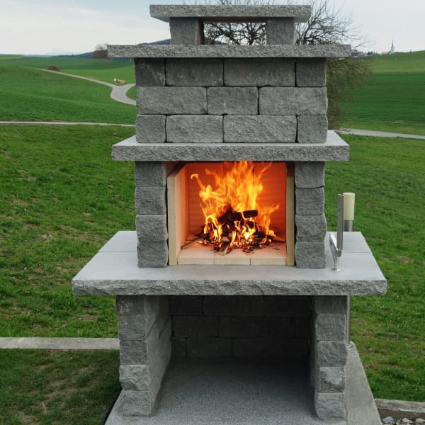 SANTURO Cheminée inkl. Betonplatten u. Schamott-Steinen schwarz-weiss-thumbnail