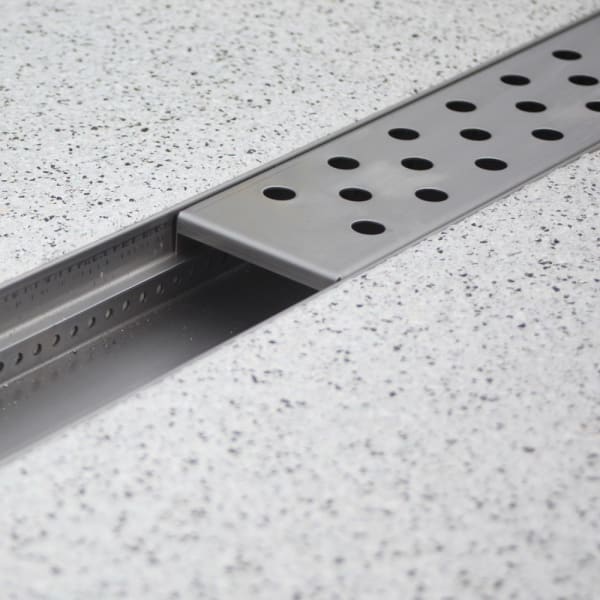 TERRAZZA Ablaufelement NW 125 CrNi-Stahl Beidseitig gelocht L 500 B 129 H 60 mm-thumbnail