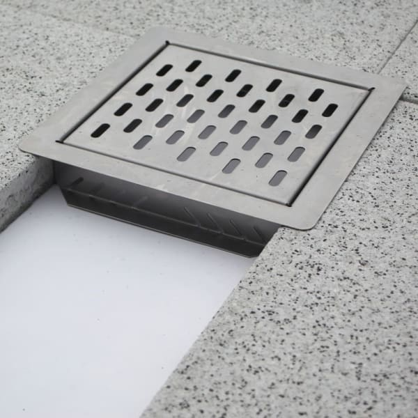 TERRAZZA Ablaufschacht komplett CrNi-Stahl mit Schlitzrost L 200 B 200 H 60 mm-thumbnail