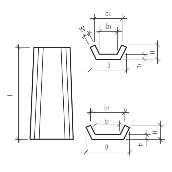 Wildbachschale bewehrt Sohlenbreite 30-38 cm L 100 cm B 54-63 cm H 21 cm -thumbnail