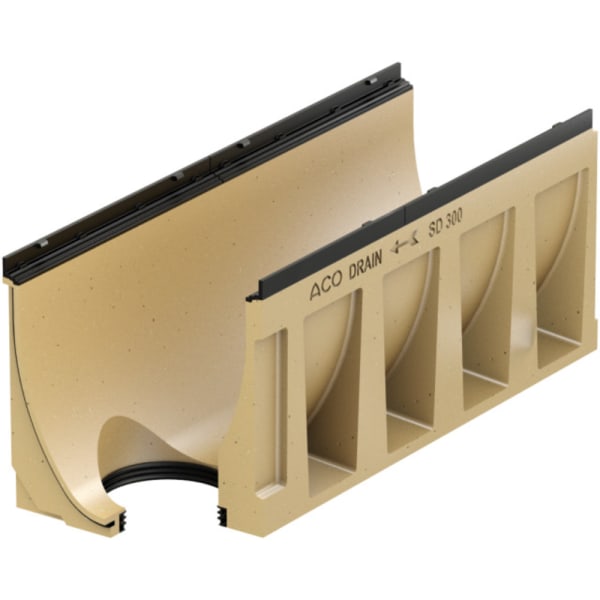 ACO SD300 Rinne Typ 0.0.2 mit Auslauf DN200 mm 1000 mm Guss-thumbnail