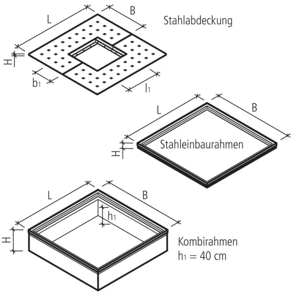 COPAL STEEL 1/2 Stahlabdeckung Typ 24.421 mit Öffnung zent. L 198 B 99 H 1.5 cm-thumbnail