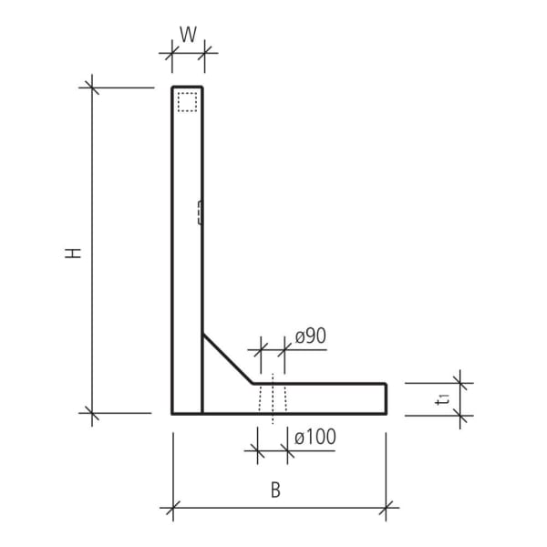Perronwinkel Eckelement 90° Typ 3+4 links glatt gefast L 100 B 85 H 110 W 12 cm-thumbnail
