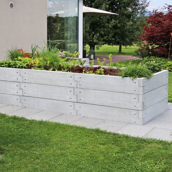 Hochbeet mit Holzstruktur Typ 10 naturgrau L 348 cm B 120 cm H 100 cm W 6 cm-thumbnail