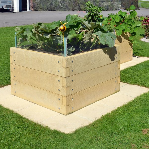 Hochbeet mit Holzstruktur Typ 8 gelb L 234 cm B 234 cm H 100 cm W 6 cm-thumbnail