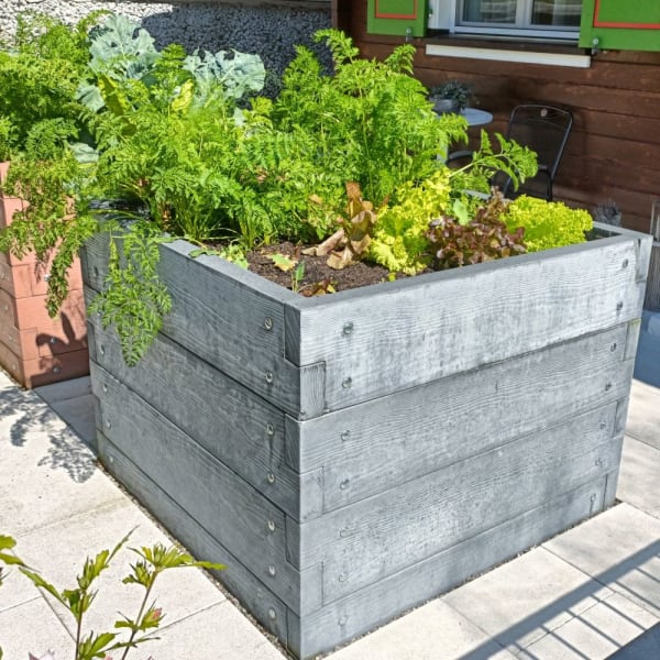 Hochbeet mit Holzstruktur Typ 10 anthrazit L 348 cm B 120 cm H 100 cm W 6 cm-thumbnail