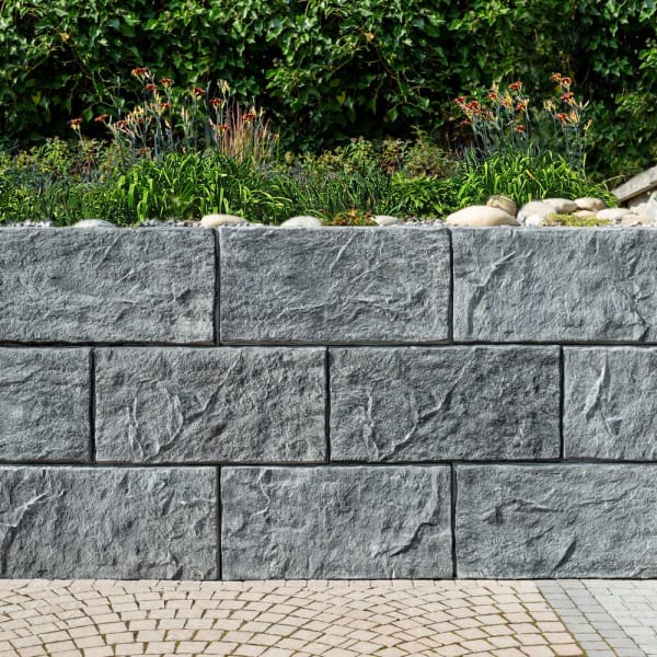 FELSMAUER Böschungselement L 98 cm Mitteleckstein rechts grau-schwarz -thumbnail