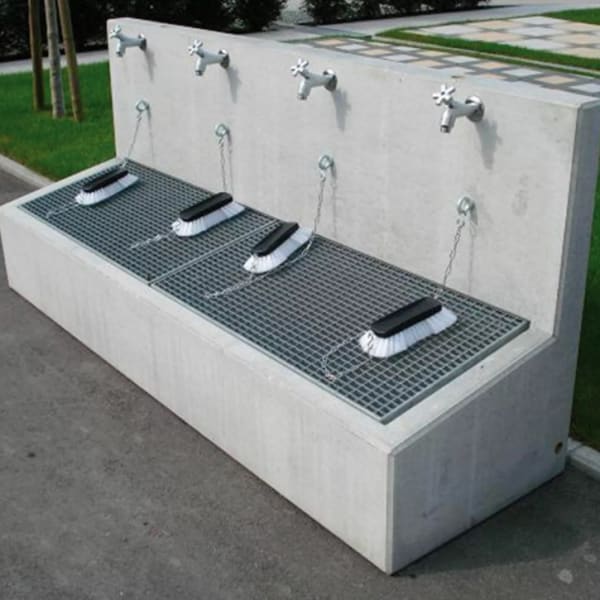 Schuhwaschtrog grau glatt gefast für 4 Wasserhähne L 225 B 65 H 100 -thumbnail