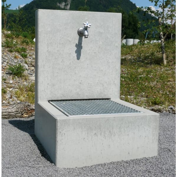 Miniwaschtrog grau glatt gefast für 1 Wasserhahn L 65 B 65 H 100-thumbnail