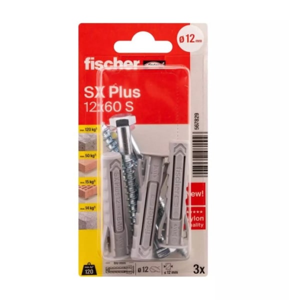 Fischer Dübel SX Plus mit 6-Kt. Schraube 12 x 60 mm-thumbnail