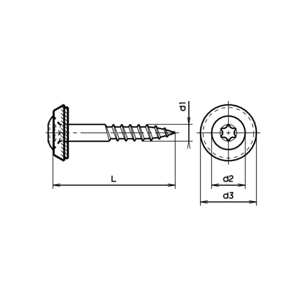 Linsensenk-Fassadenschrauben mit Cuvette + Scheibe INOX verkupfert 4.5 x 45 mm-thumbnail
