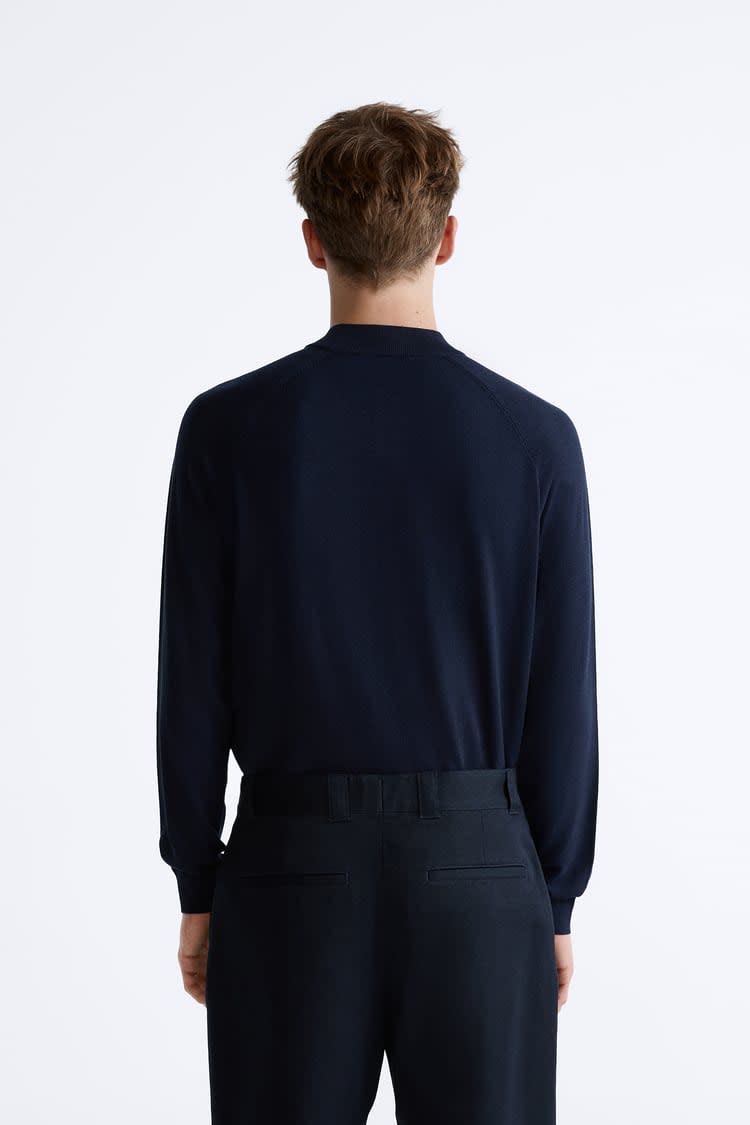 MOCK NECK SWEATER Navy-blue - Image 3