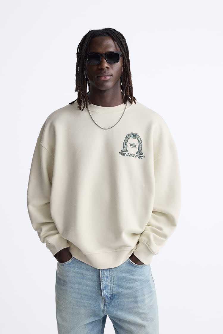 SWEATSHIRT WITH PRINTED SLOGANS White - Image 1
