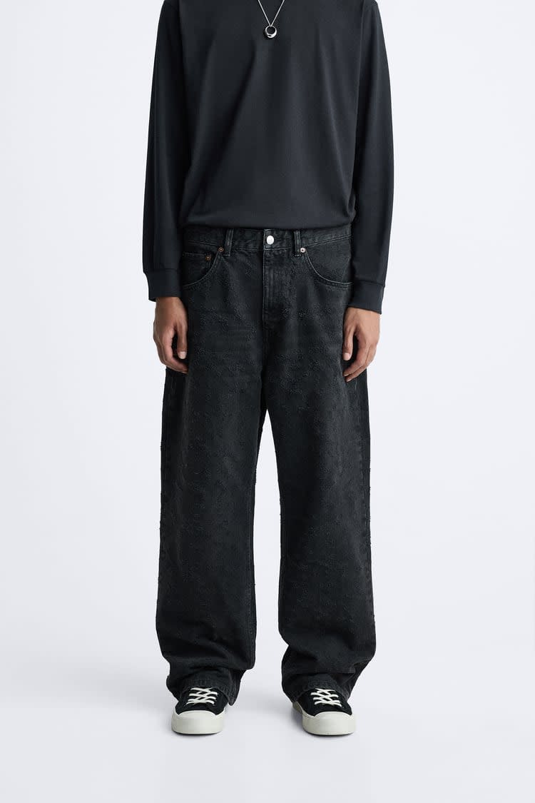 RIPPED BAGGY JEANS Black - Image 1