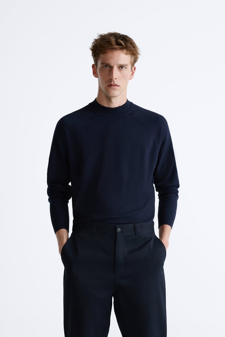 MOCK NECK SWEATER Navy-blue - Image 2