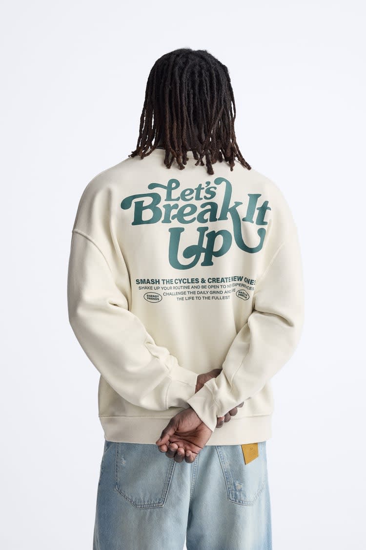 SWEATSHIRT WITH PRINTED SLOGANS White - Image 2