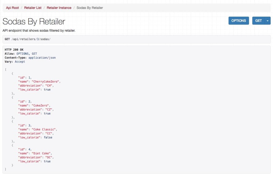 data visualization of retailers filtered by soda flavor