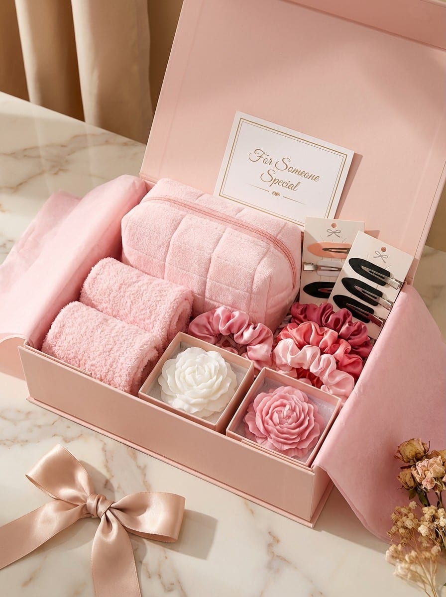Luxury Pink Pamper Gift Box – Self Care & Beauty Gift Set gift box - main view