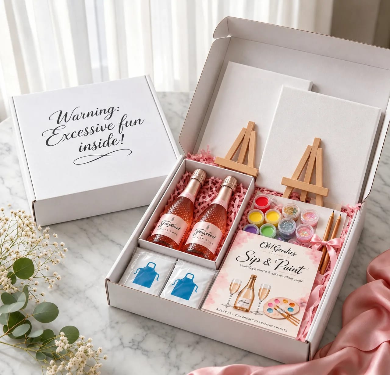 Sip & Paint Gift Box for Two – Prosecco & Canvas Painting Kit gift box - main view