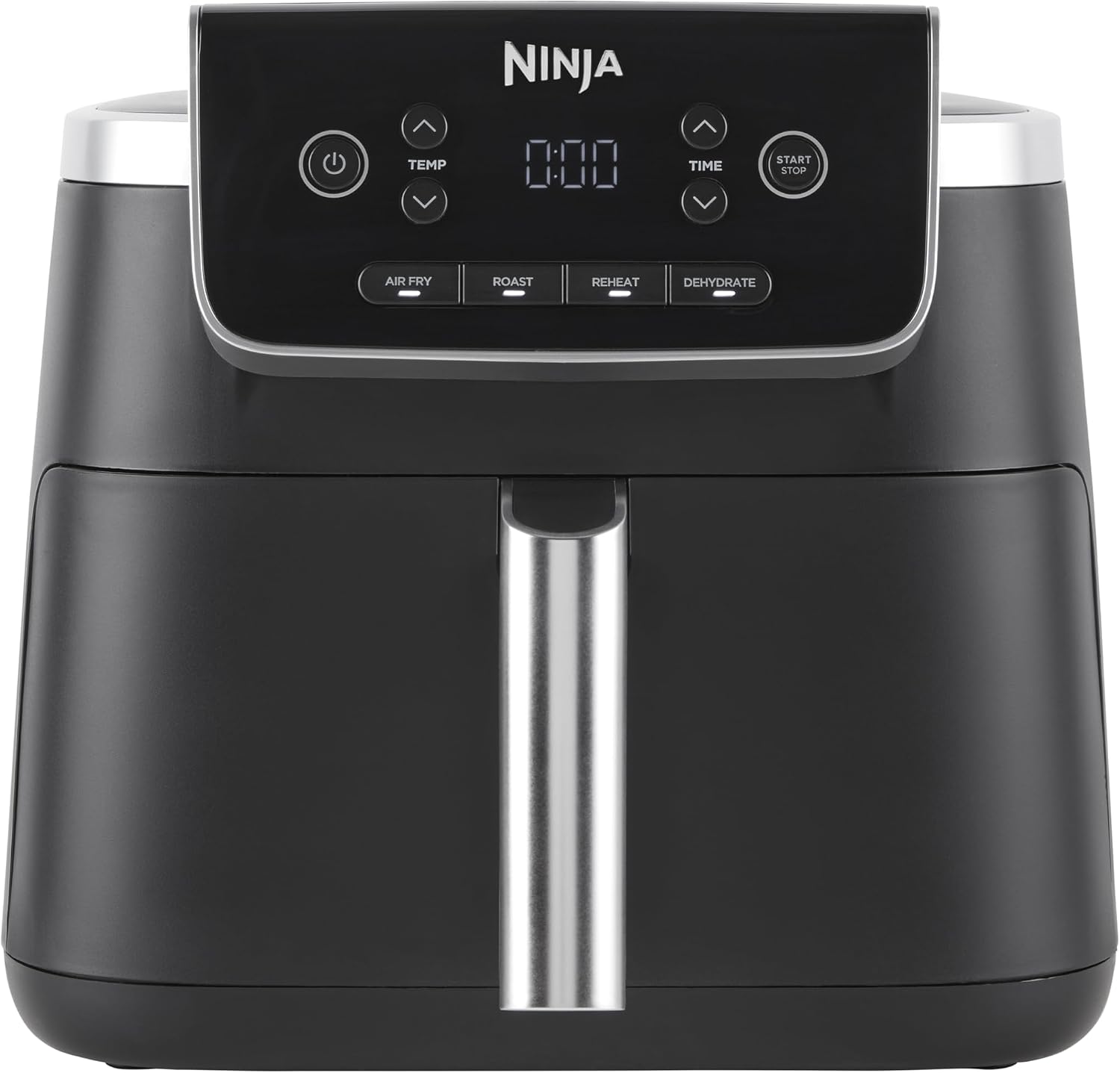 Ninja Air Fryer PRO 4.7L, Single Tray, 4-in-1, Air Fryer, Roasting, Warming, Drying, For 1-2 Servings, Digital, For Frozen Food, Nonstick Tray & Basket, 2000W, Black AF140EU