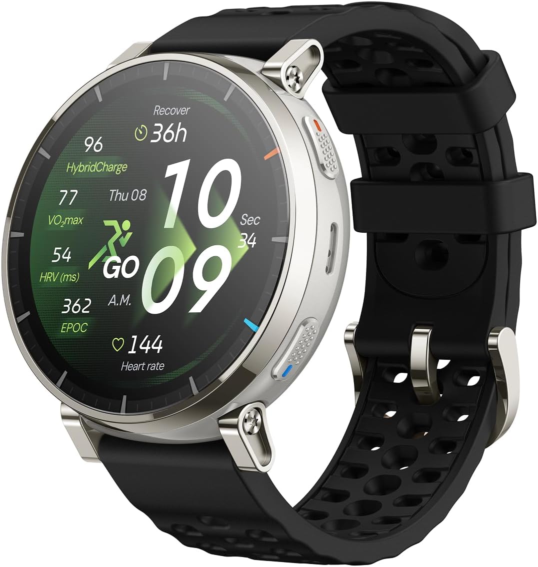 Amazfit Active 3 Premium Apex Siler Smart Watch with AMOLED Display, GPS, Bluetooth Calling, AI Fitness Coach, Health Monitoring, Sports Modes & Long Battery Life