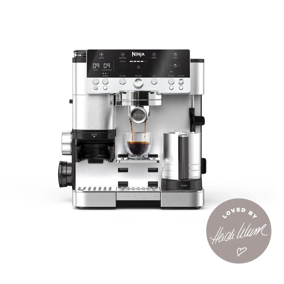 Ninja Luxe Premier ES601 3-in-1 Coffee Maker with Grinder and Frother for Latte, Cappuccino, Cold Brew & Espresso, Easy to Use, 4 Presets for Frothing, Silver,