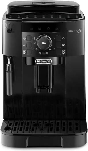 De'Longhi MAGNIFICA S Fully Automatic Coffee Machine, 15 Pump Pressure, 1.8L Water Capacity, Twin-Shot System, Milk Frother, 5+ Functions, Sleek & Compact Design, Black Knob, Black | ECAM12.121.B