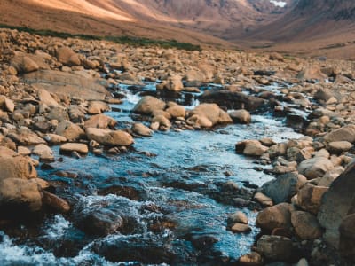 Rocky mountain stream with boulders, Gros Morne National Park, Newfoundland