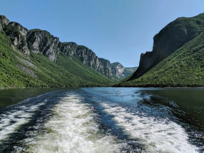 Narrow fjord between steep cliffs, Western Brook Pond, Gros Morne National Park