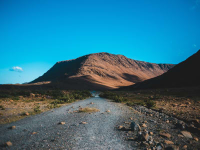 Barren Tablelands plateau under blue sky, Gros Morne National Park, Newfoundland