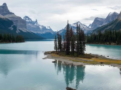 Maligne Lake with Spirit Island and mountain reflections, Jasper National Park, Alberta