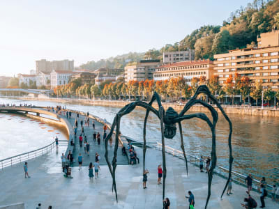 Maman spider sculpture by Louise Bourgeois outside Guggenheim Museum Bilbao Spain