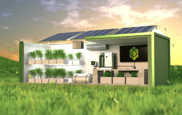 Single modular farming unit unit with solar panel