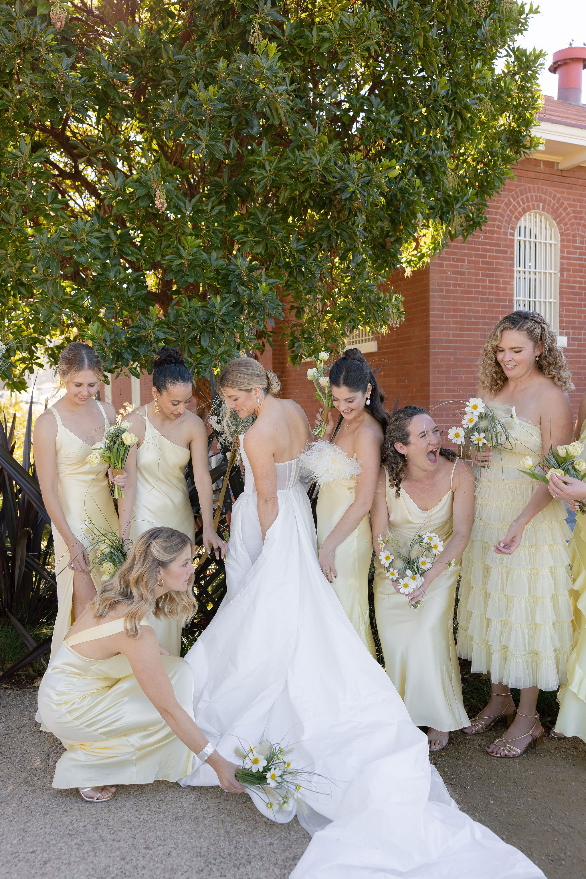Bridesmaids with bride