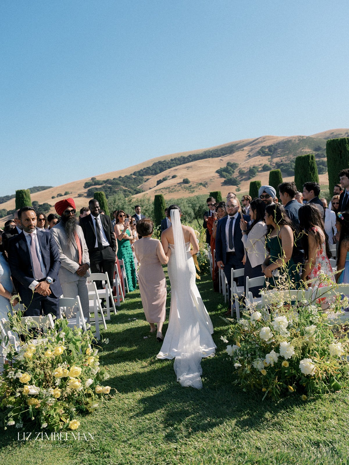 Bride walking down the aisle