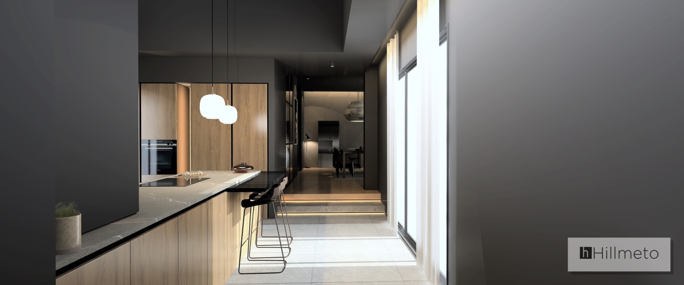 Maison noire, ambiances lumineuses, vue 5