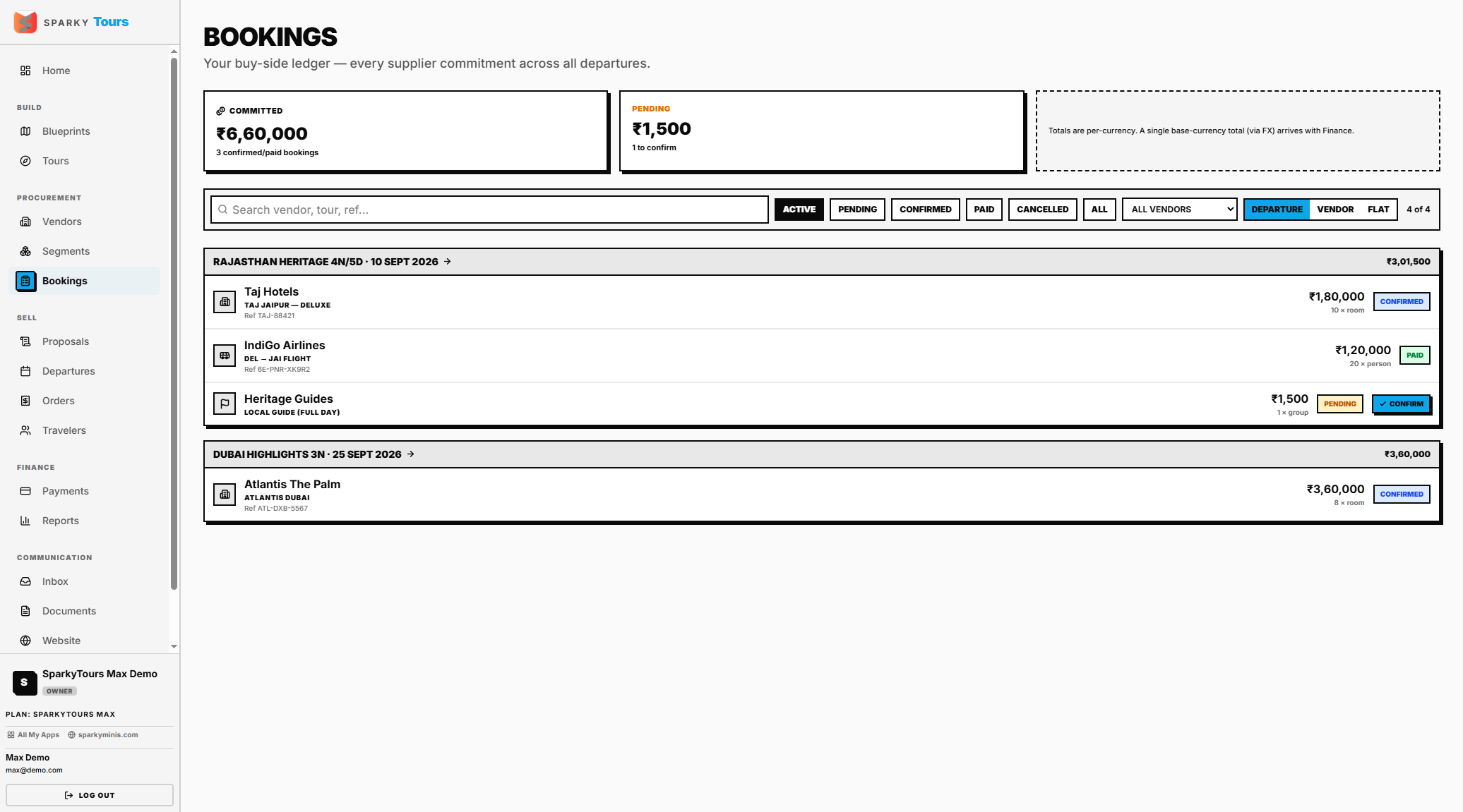 Bookings worklist