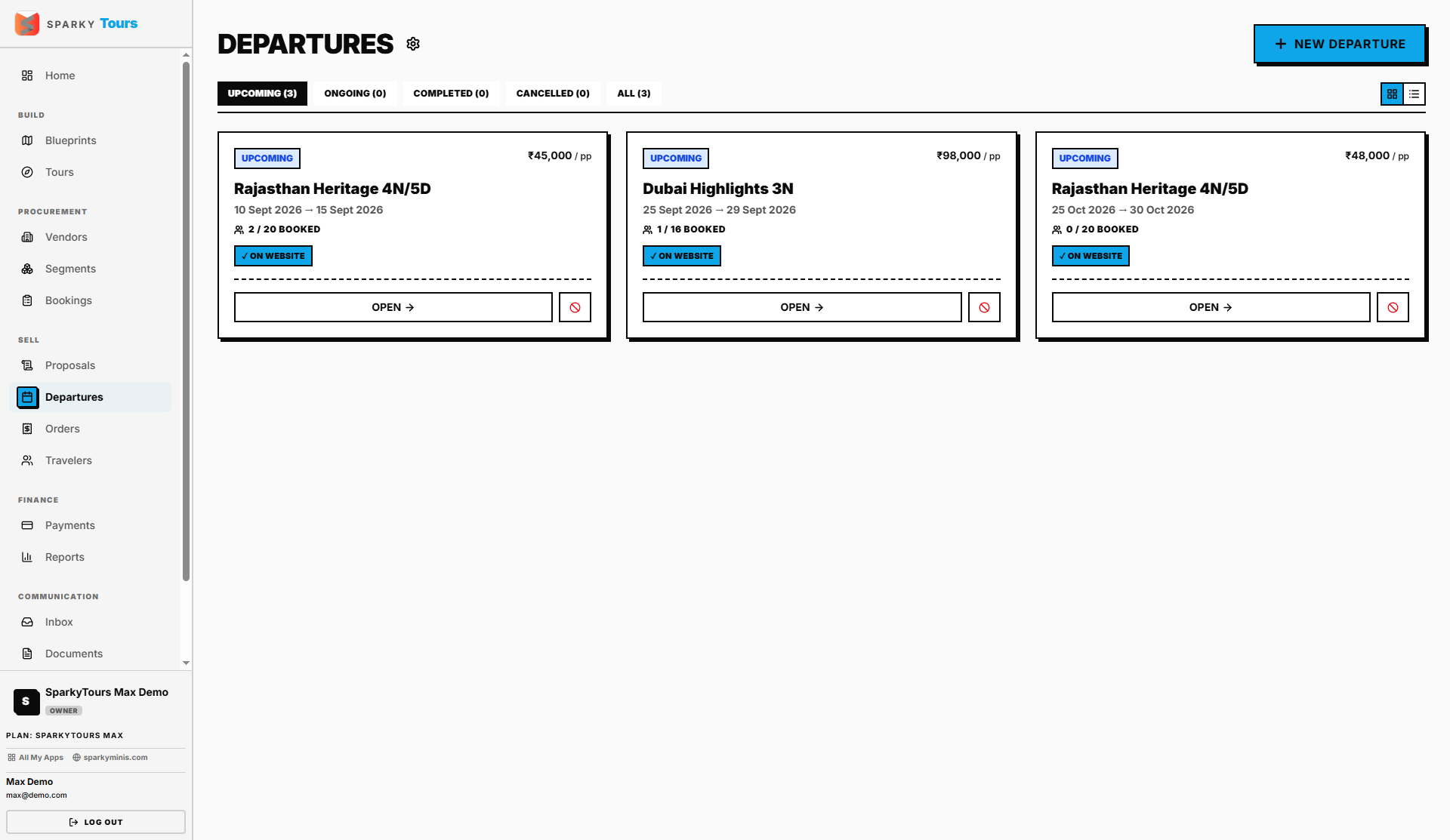 Departures list