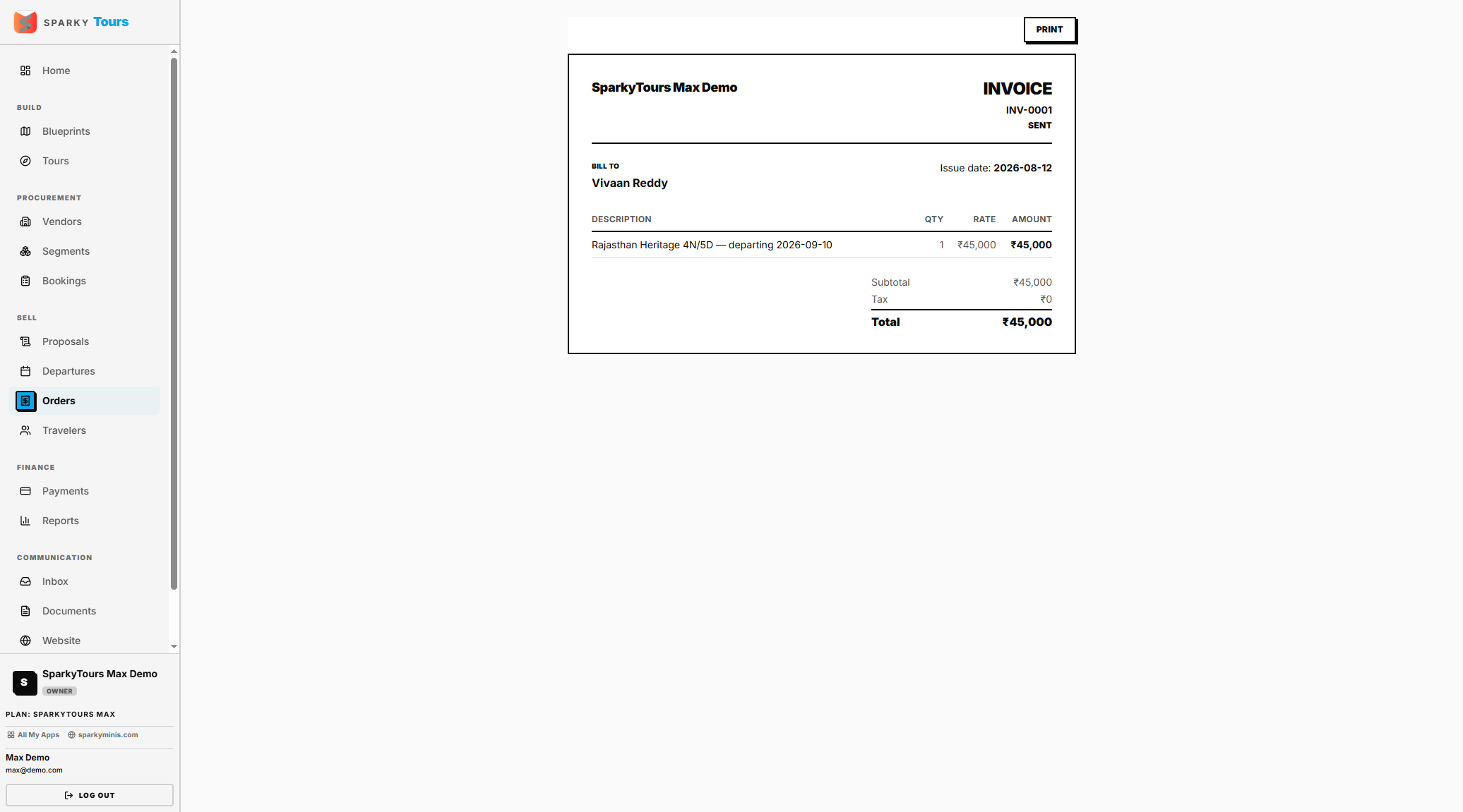 Printed invoice