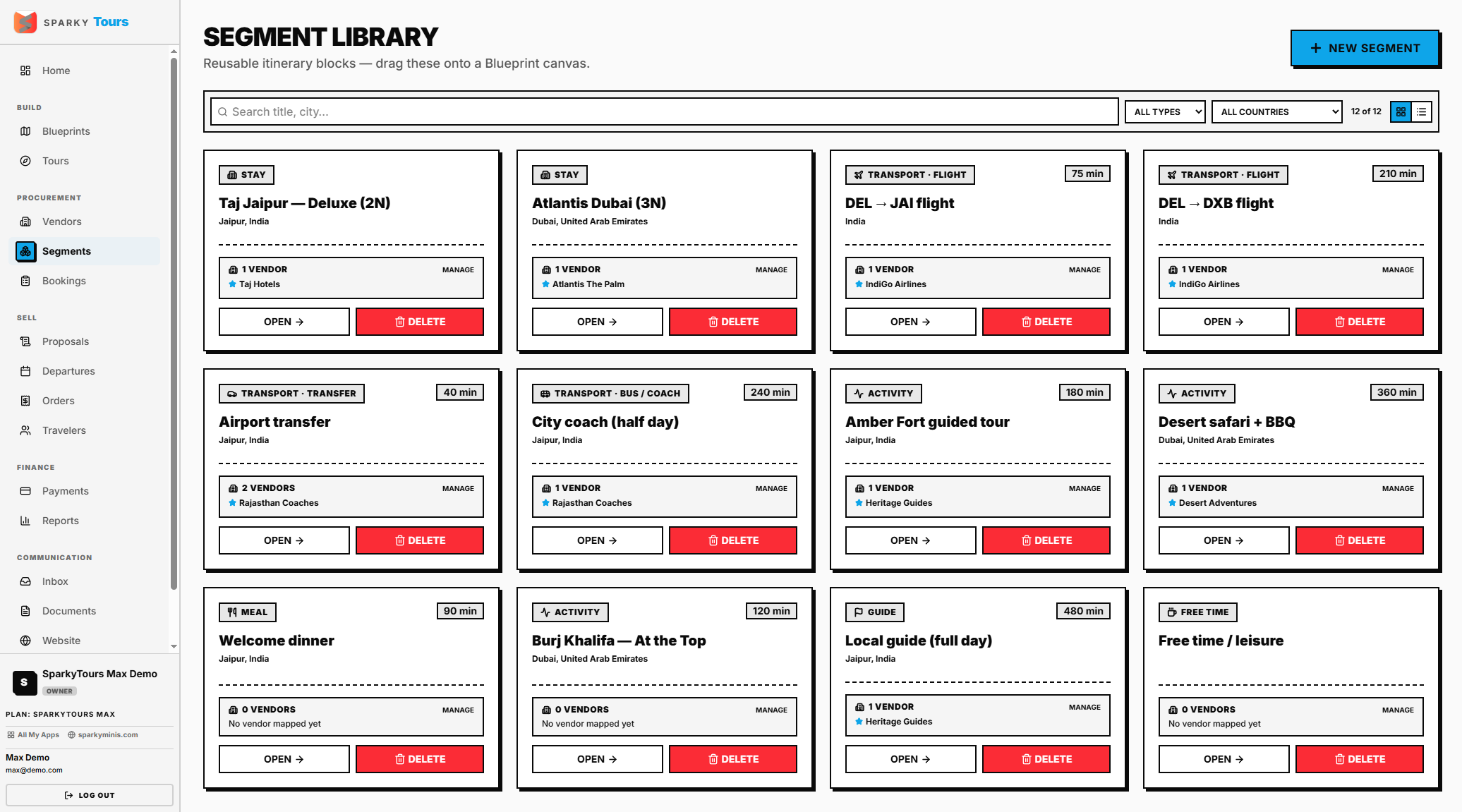 Segment Library list