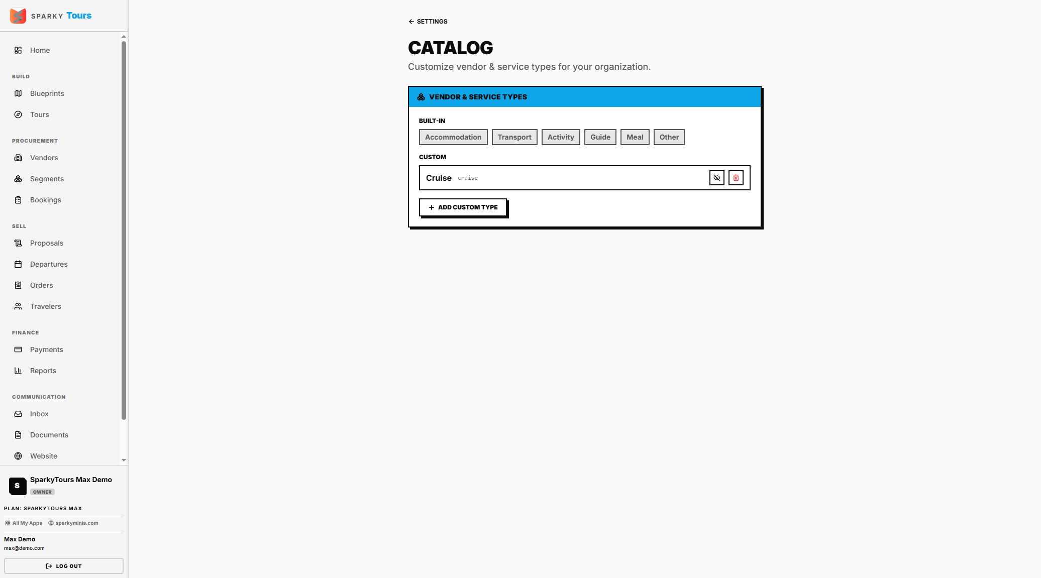 Catalog settings
