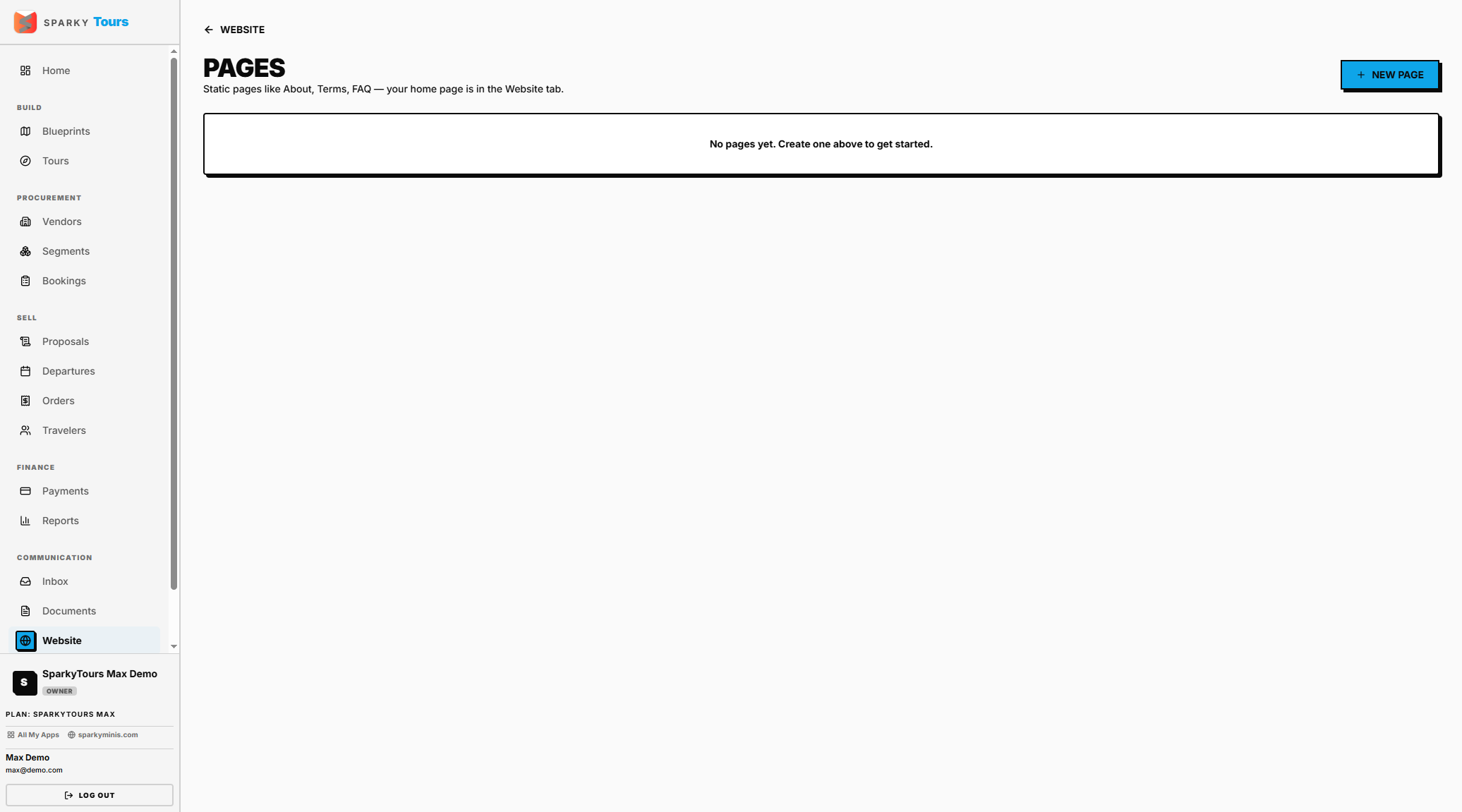 Standalone pages list